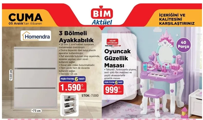 BİM 2-5 Aralık 2025 aktüel kataloğu ve ürün listesi