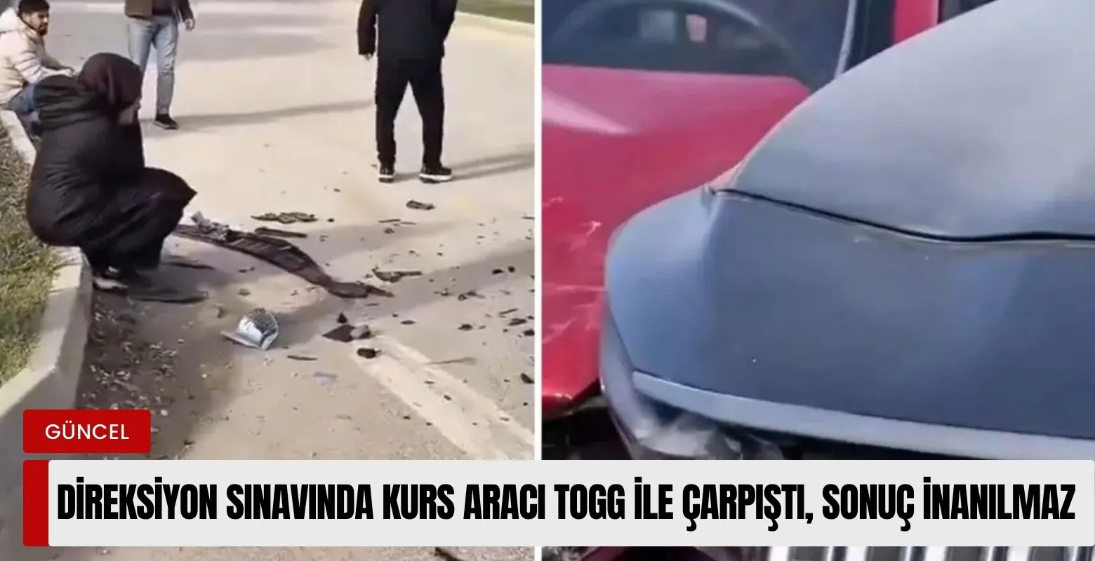Direksiyon sınavında kurs aracı TOGG ile çarpıştı, sonucu görenler inanamadı!