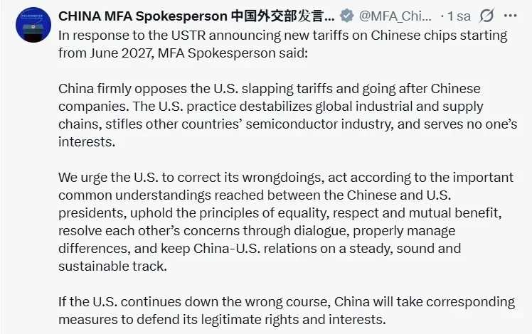 ABD, Çin’den ithal yarı iletkenlere gümrük vergisi getirecek