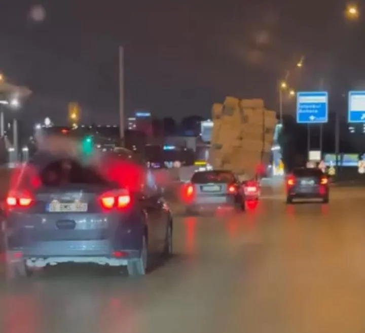 Bursa’da tehlikeli taşımacılık kamerada
