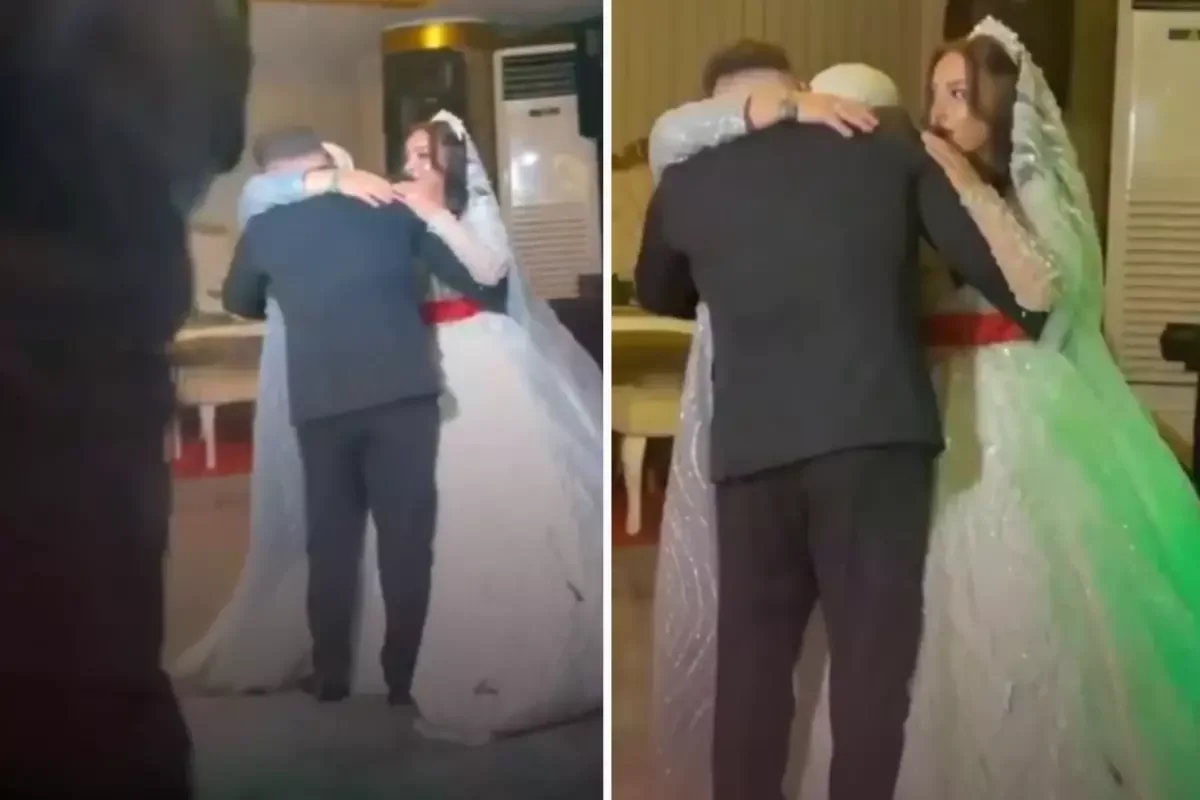 Dans boyunca damada sarılınca gelinin tepkisi bakın nasıl oldu!