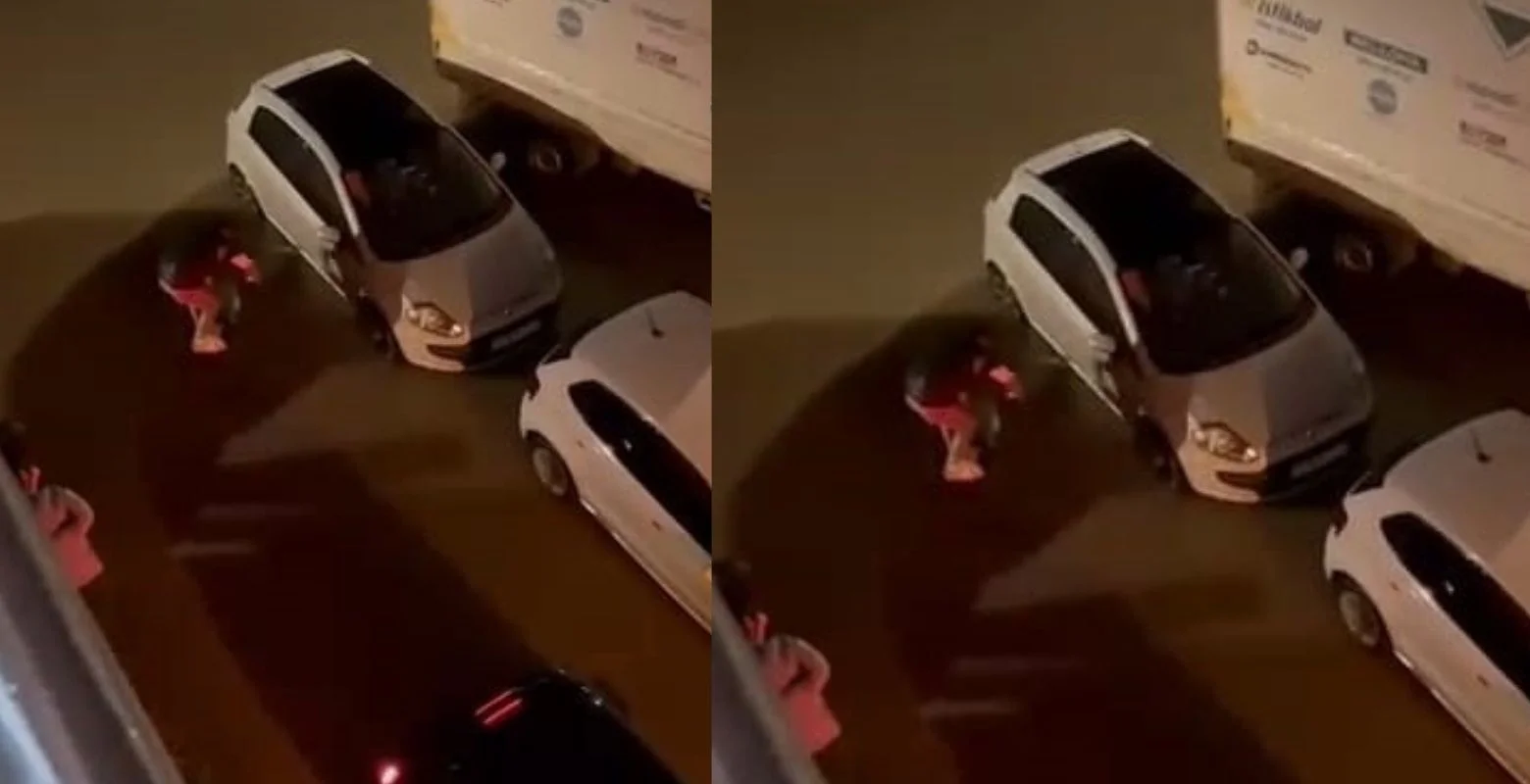 İnegöl'de aracına sandalye üzerinde bindi