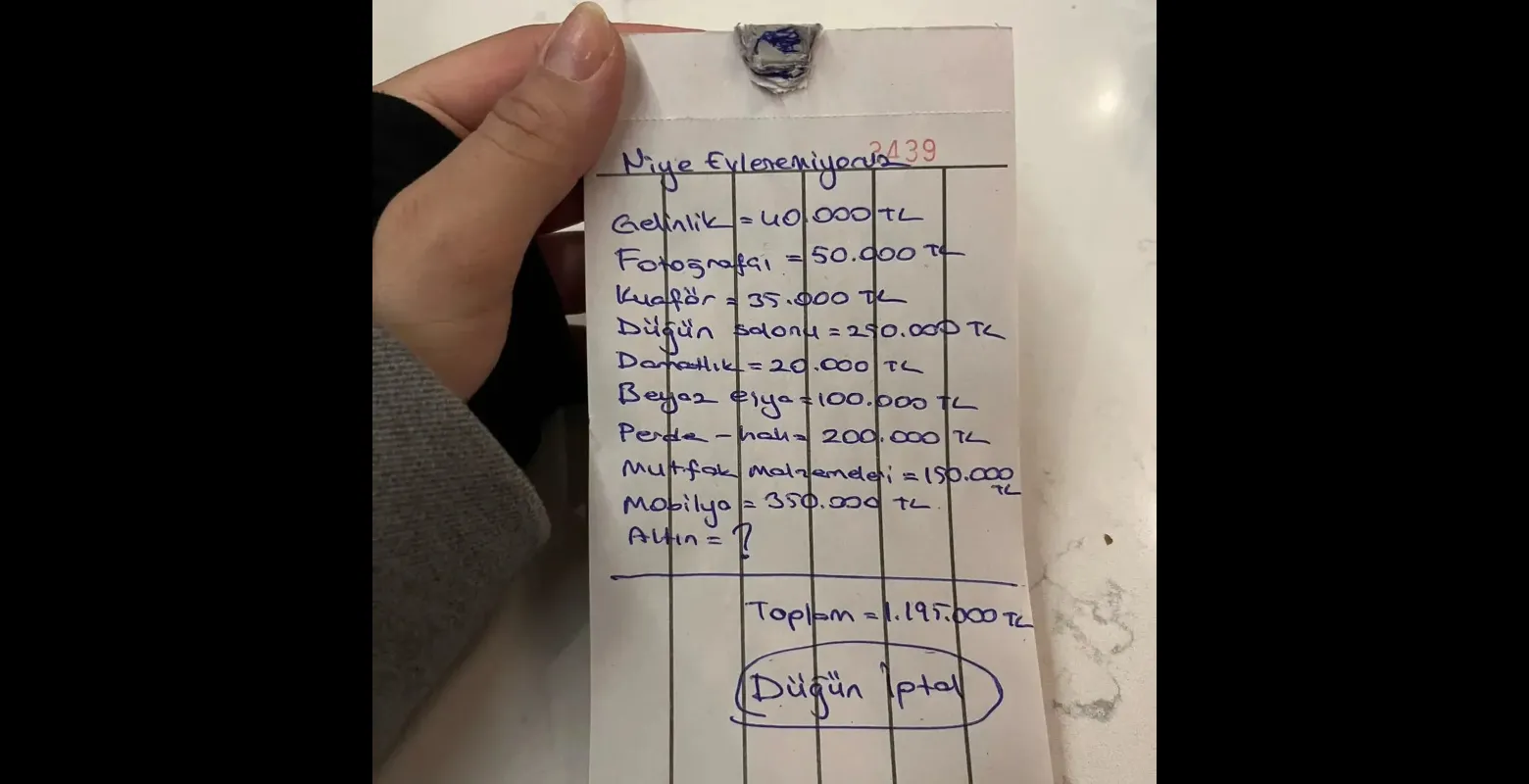 "Neden evlenemiyoruz?" Paylaşılan düğün masrafı listesi tartışma yarattı