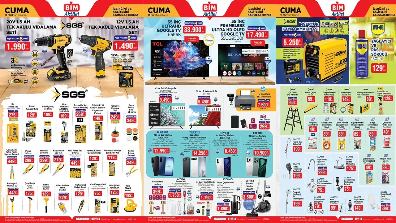 BİM 13 Mart 2026 aktüel kataloğu: tanklı yazıcı, kaynak