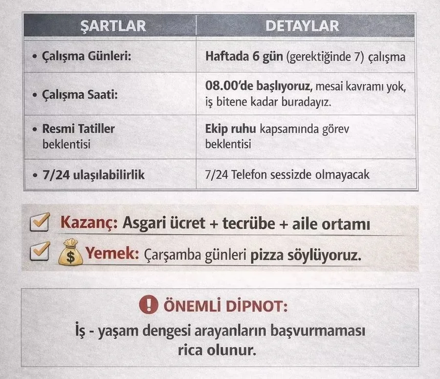 Sosyal medyada gündem olan iş ilanındaki ağır şartlar