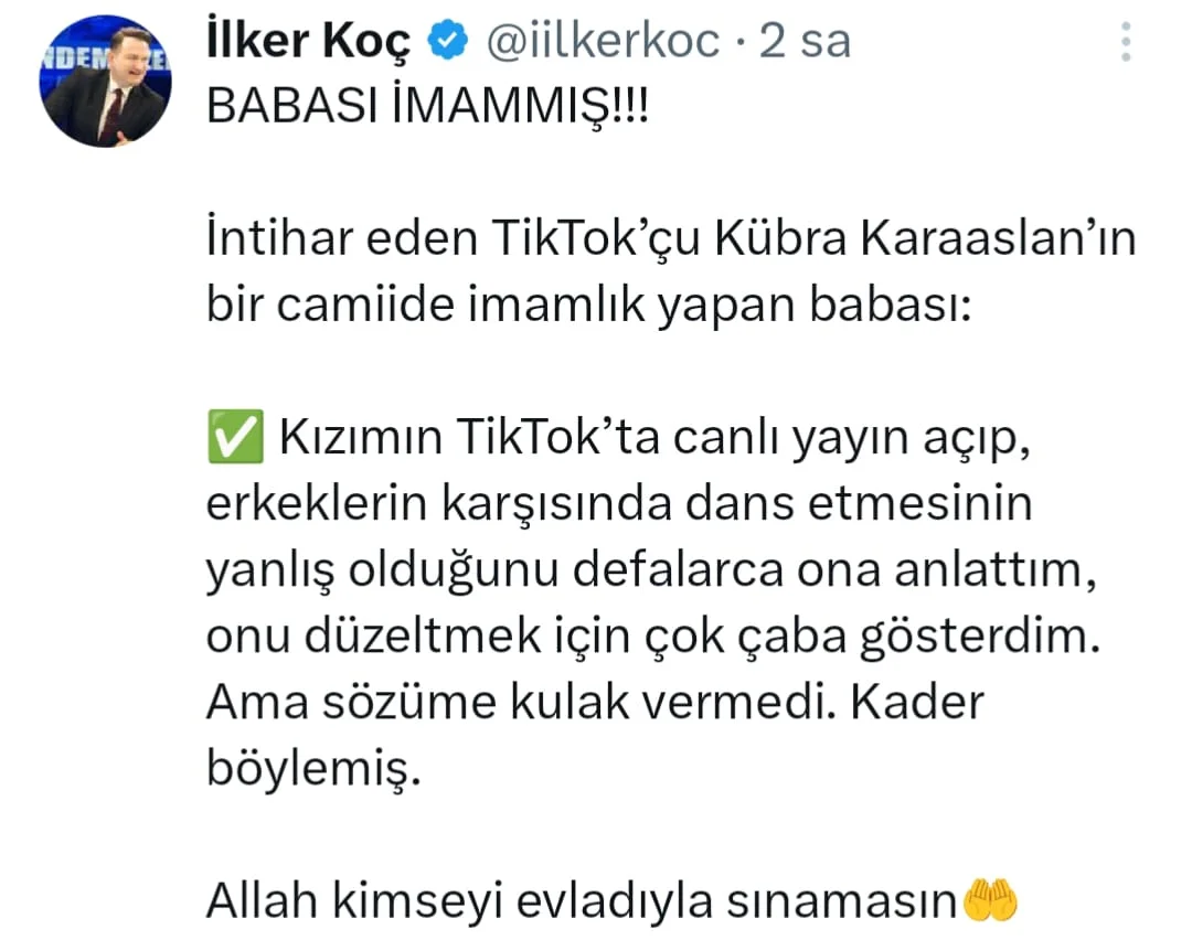 Kübra Karaaslan olayında imam babadan dikkat çeken açıklama