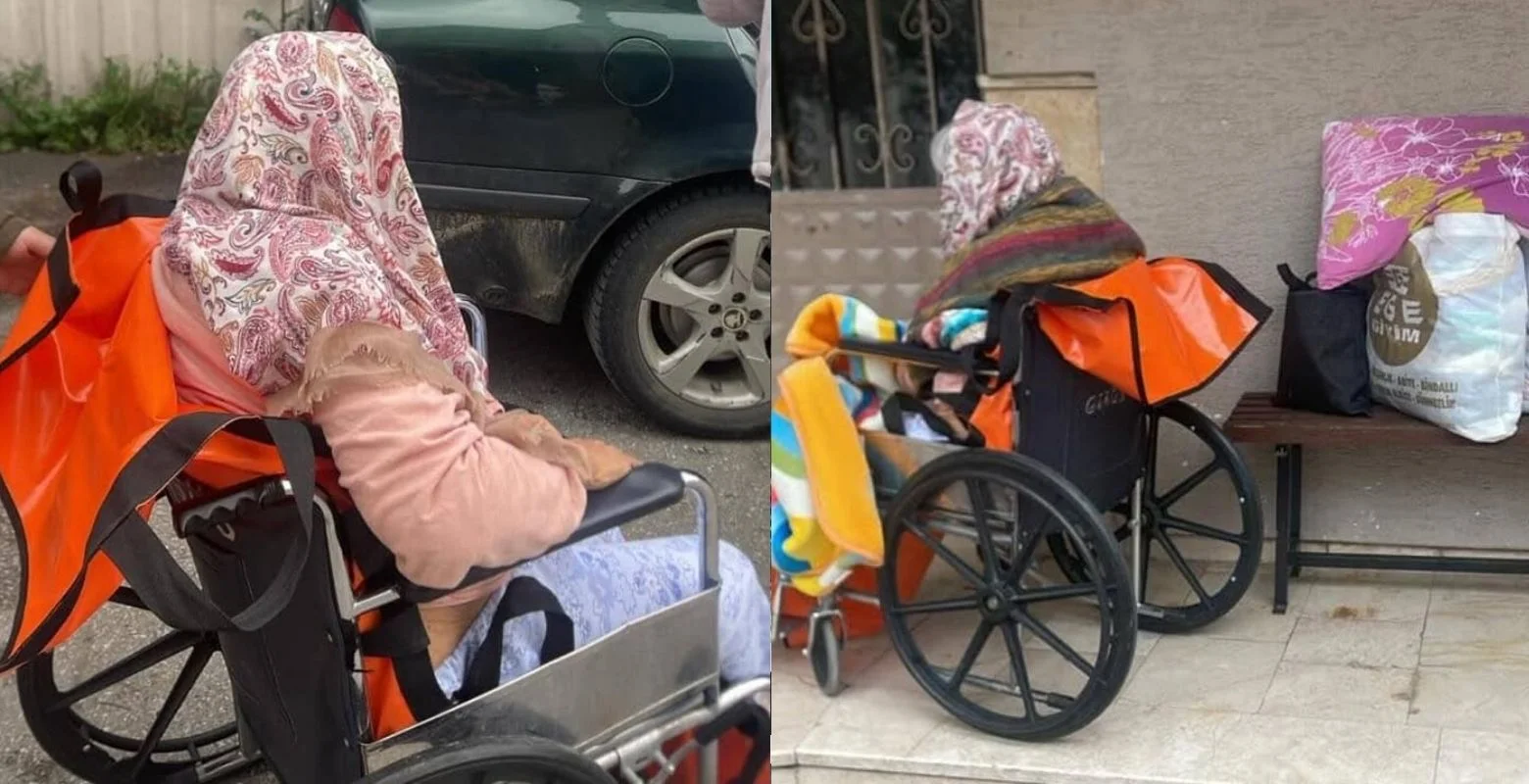 İnegöl'de büyük dram! Yaşlı kadını kapının önüne bırakıp gittiler