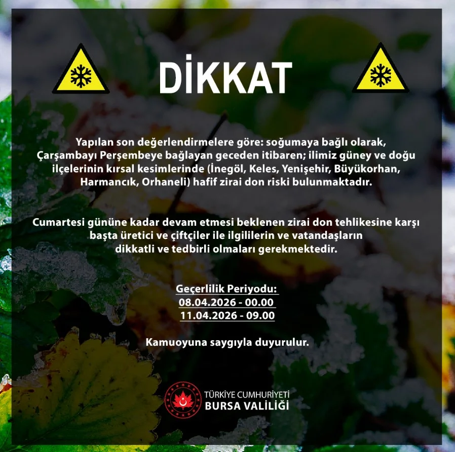 Valilikten İnegöl için kritik uyarı! Tarih verildi