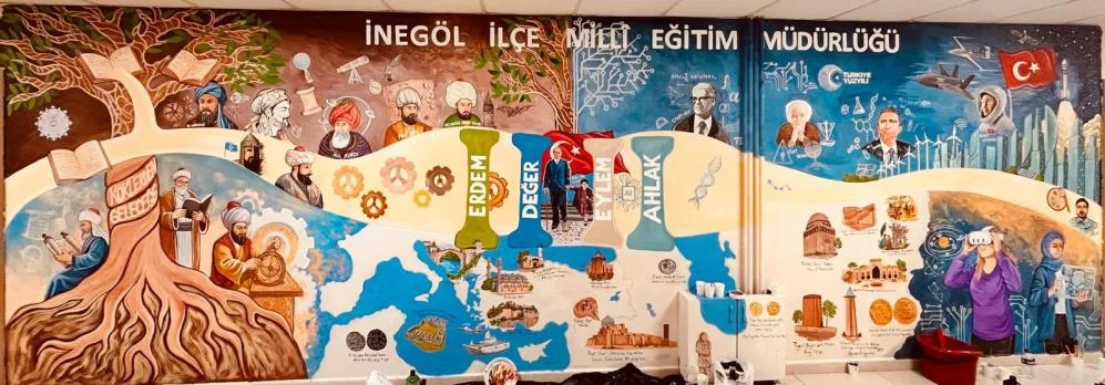 İnegöl’de engelli öğretmenden dev eser