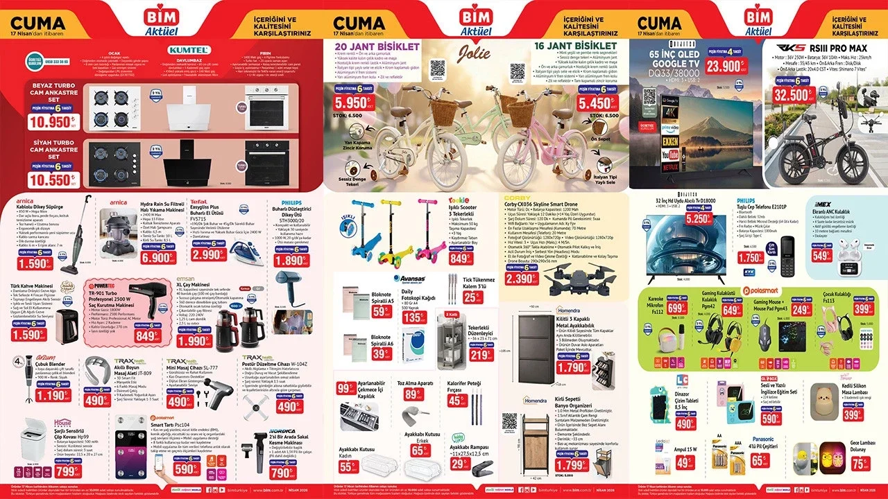 BİM 17 Nisan 2026 aktüel ürünler kataloğu ve fiyat listesi