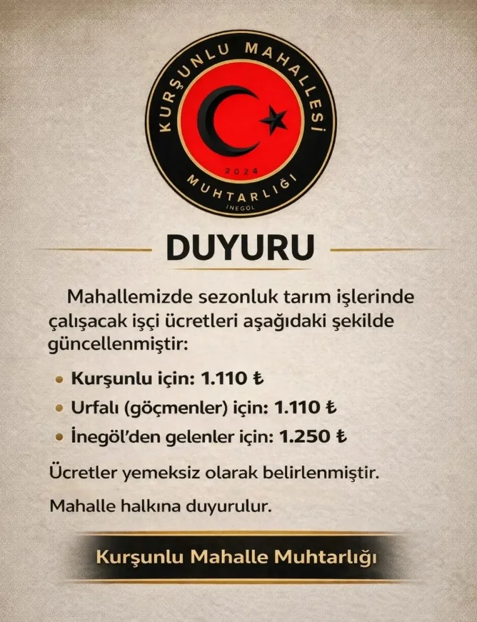 İnegöl’de tarım işçilerine yeni ücret tarifesi