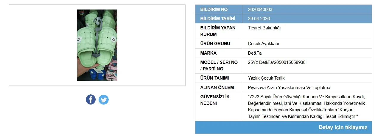 Bakanlık'tan toplatma kararı: Çocuğunuza giydirmeyin!