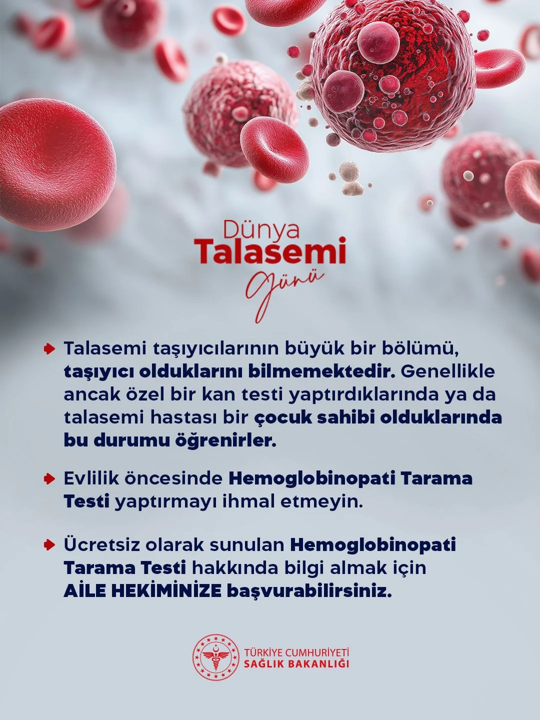 Sağlık Bakanlığından Dünya Talasemi Günü İçin Tarama Testi Çağrısı