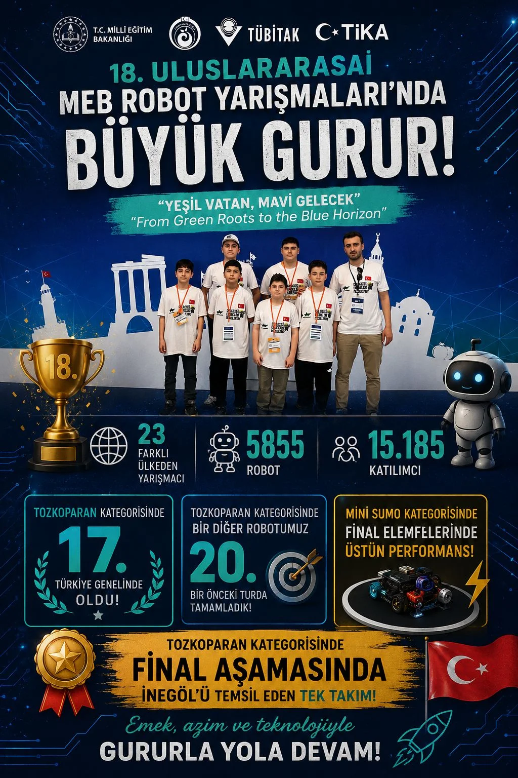 Robot yarışmalarında İnegöl rüzgarı esti