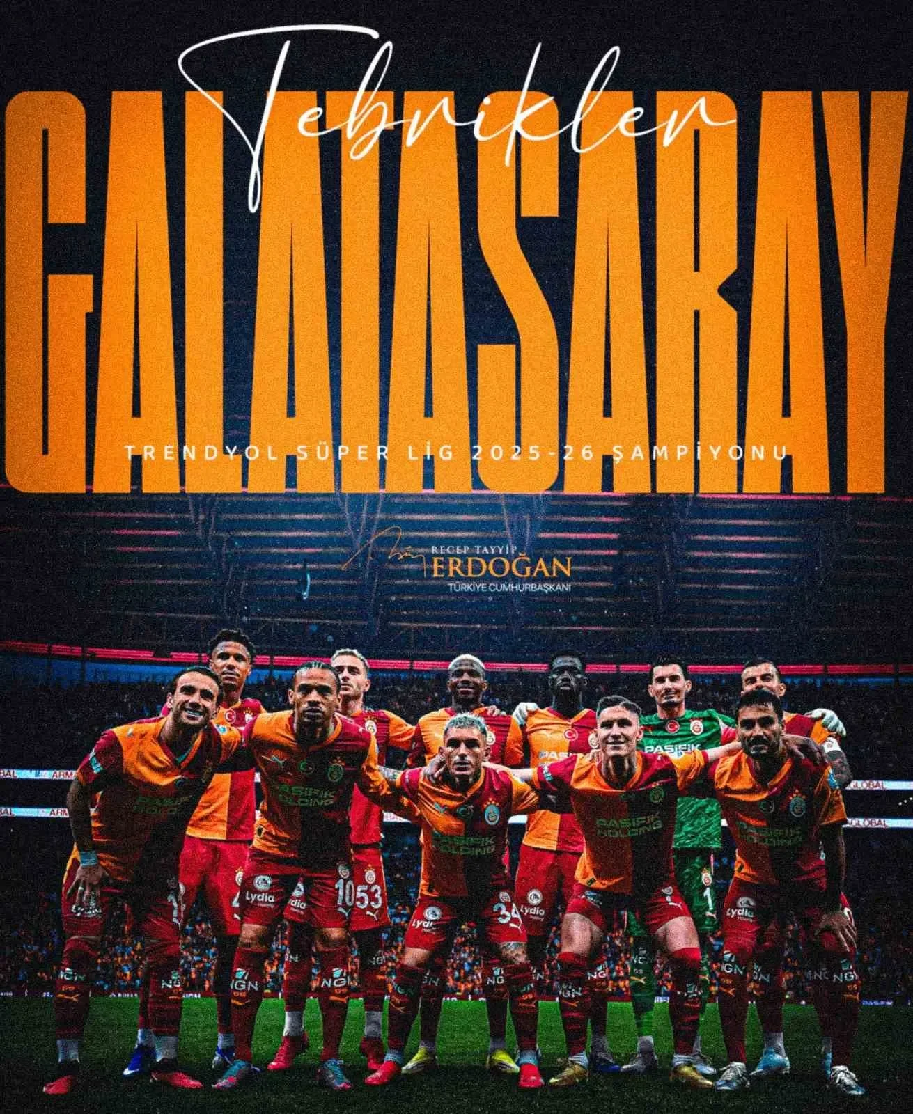 Cumhurbaşkanı Erdoğan’dan Galatasaray’a şampiyonluk tebriği