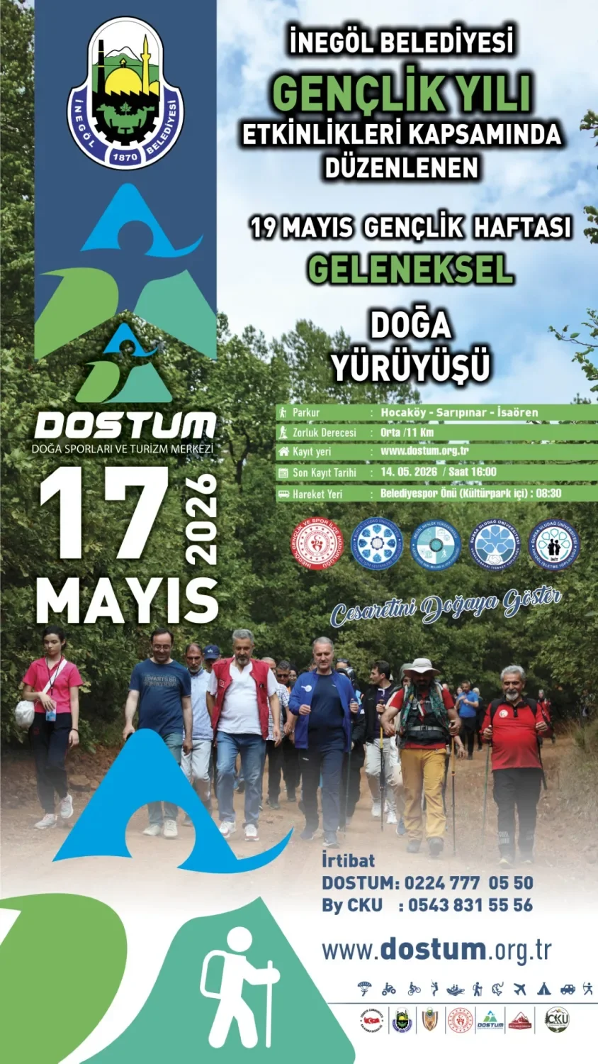 İnegöl’de Gençlik Haftası Doğa Yürüyüşü İçin Kayıtlar Başladı