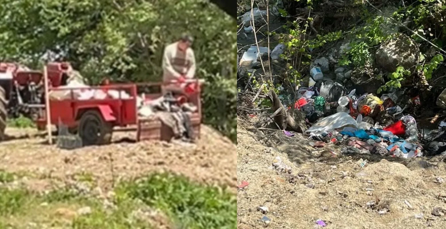 İnegöl'de skandal! Çöpleri ormana boşalttı