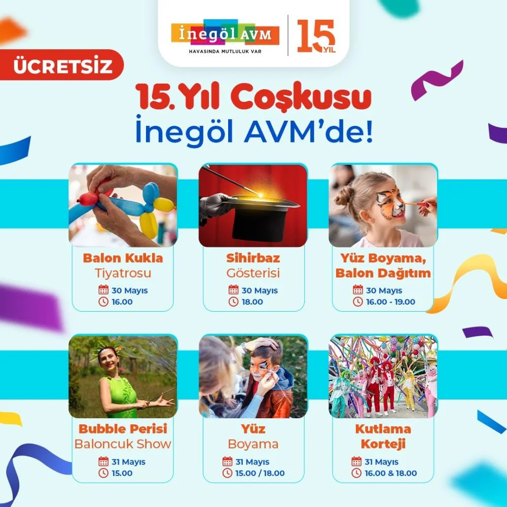 İnegöl AVM'de festival gibi kutlama başlıyor! Konserler, sürpriz hediyeler...