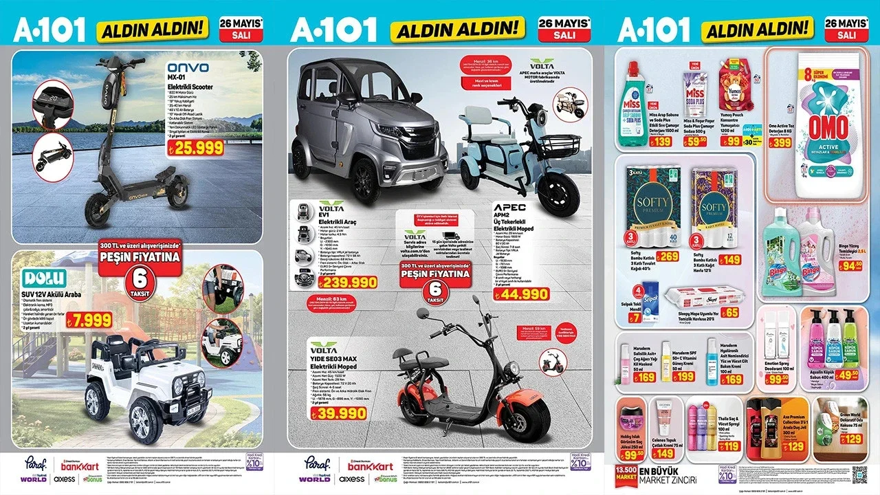 A101 26 Mayıs 2026 aktüel kataloğu: Elektrikli araç ve moped