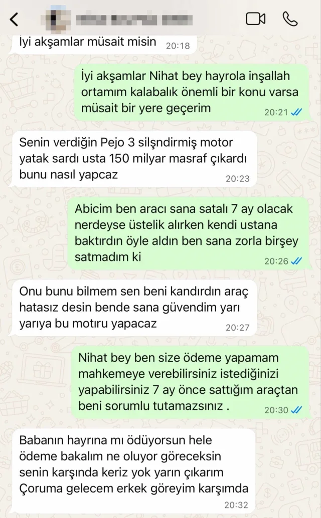 Aylar önce satılan aracın sahibinden satıcıya ilginç tehdit!