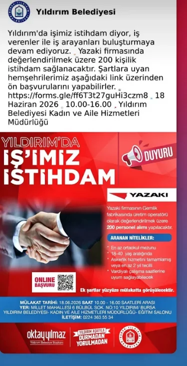 Ortaokul Mezunlarına İş İmkanı! 200 Kişi Alınacak Ortaokul Mezunlarına İş İmkanı! 200 Kişi Alınacak