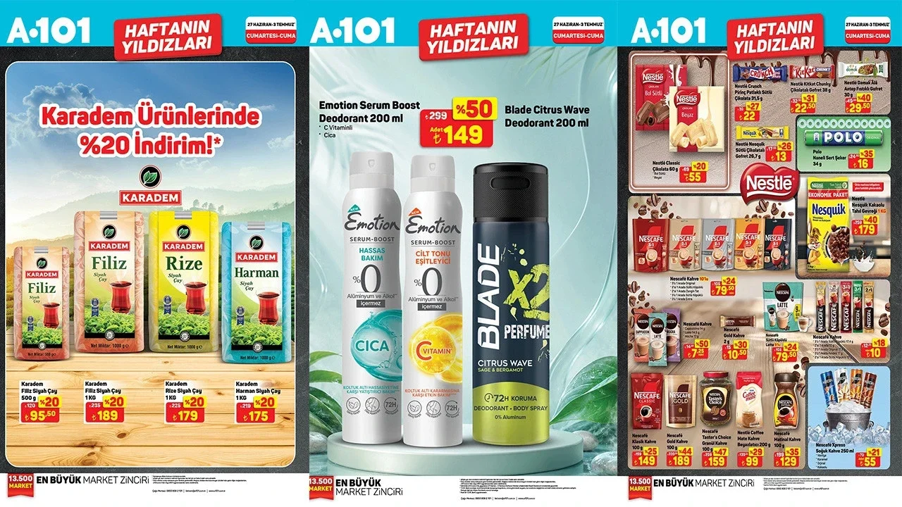 A101 27 Haziran-3 Temmuz Aktüel İndirimleri Başladı! Ayçiçek Yağı, Çay ve Çikolatada Fırsatlar