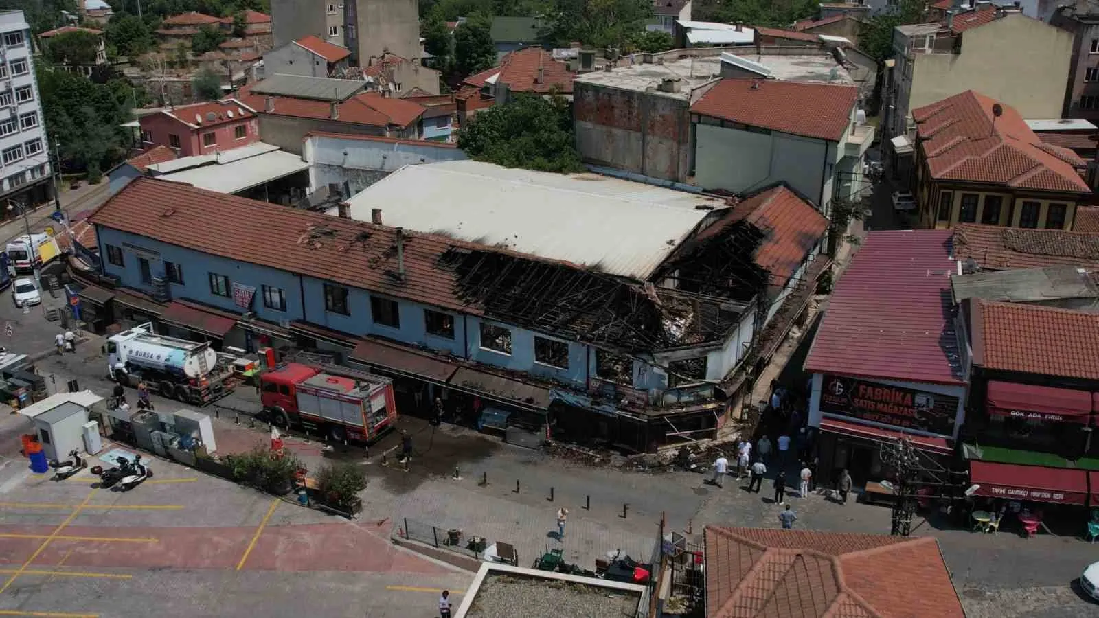 Tarihi çarşıdaki acı bilanço ortaya çıktı: Küle dönen 6 işletme havadan görüntülendi