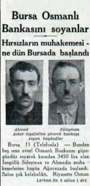 Türkiye'nin İlk Banka Soygunu Bursa'da Yaşandı! Soyguncular İnegöl'de Yakalandı Türkiye'nin İlk Banka Soygunu Bursa'da Yaşandı! Soyguncular İnegöl'de Yakalandı