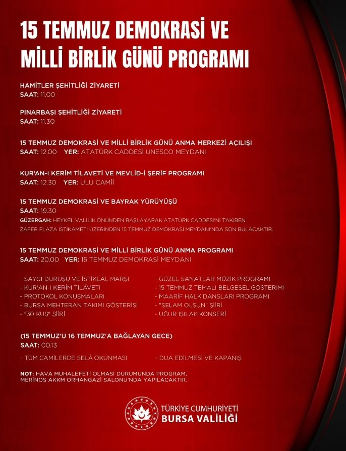 Bursa Valiliği Duyurdu! Saat 00.13'te Okunacak