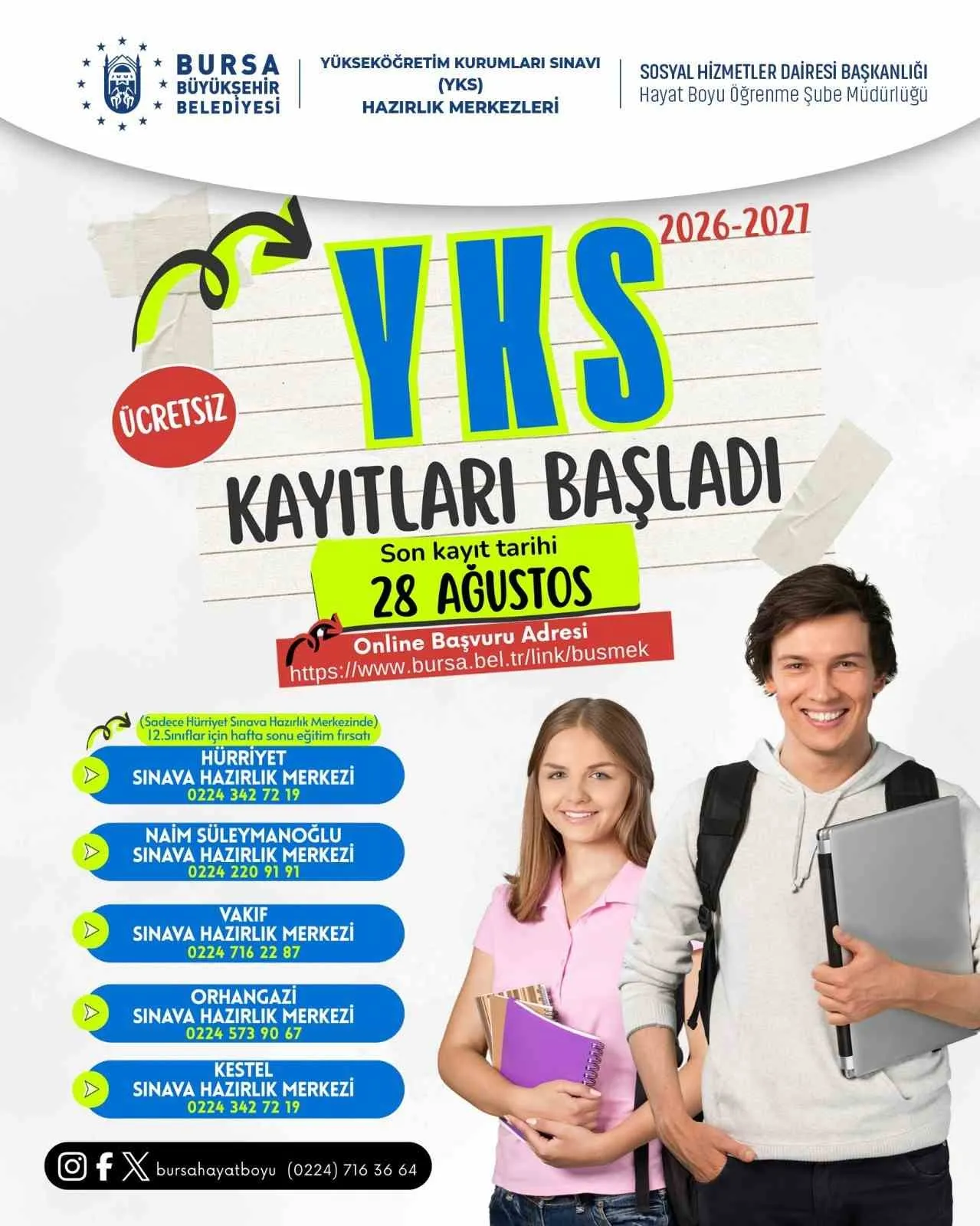 Büyükşehir YKS kursları için kayıtlar başladı