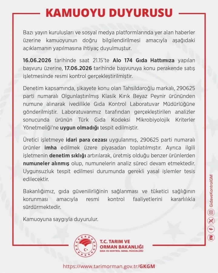 Bakanlığı Herkesin Bildiği O Peynir İçin Toplatma Kararı Aldı! Bakanlığı Herkesin Bildiği O Peynir İçin Toplatma Kararı Aldı!