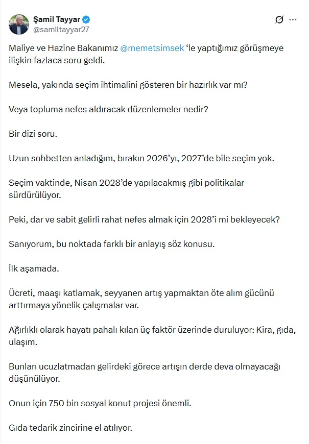 Şamil Tayyar paylaştı! İşte Mehmet Şimşek'in emekli maaşı ve asgari ücret planı