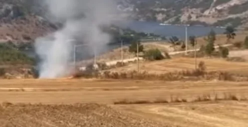 İnegöl'de tarlalık alanı ateşe verip kaçtı!