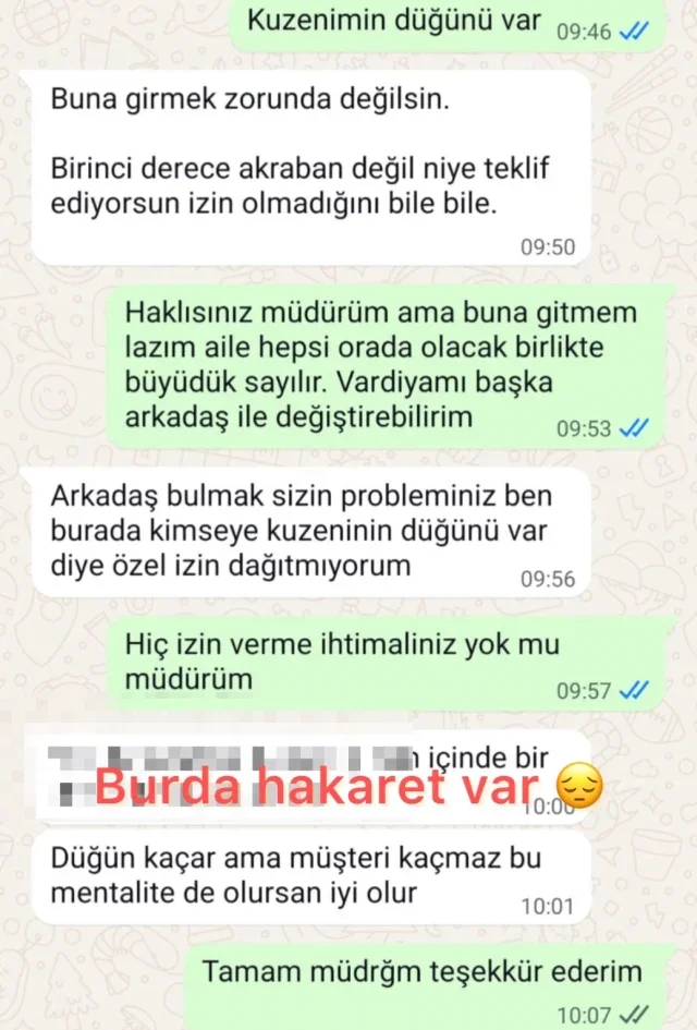 Market çalışanının izin talebine verilen cevap gündem oldu Market çalışanının izin talebine verilen cevap gündem oldu