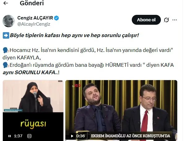 Gözaltı sonrası skandal paylaşım: "Hocamız rüyasında Hz. İsa'yı gördü" Gözaltı sonrası skandal paylaşım: "Hocamız rüyasında Hz. İsa'yı gördü"