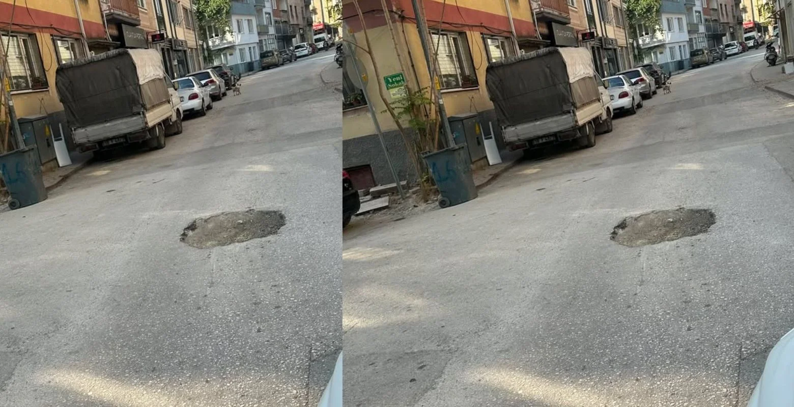 Sokaktaki derin çukura vatandaştan tepki!