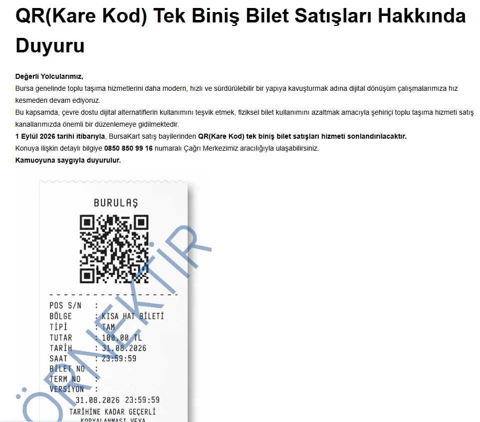 Bursa’da toplu ulaşımda yeni dönem! Artık kullanılamayacak
