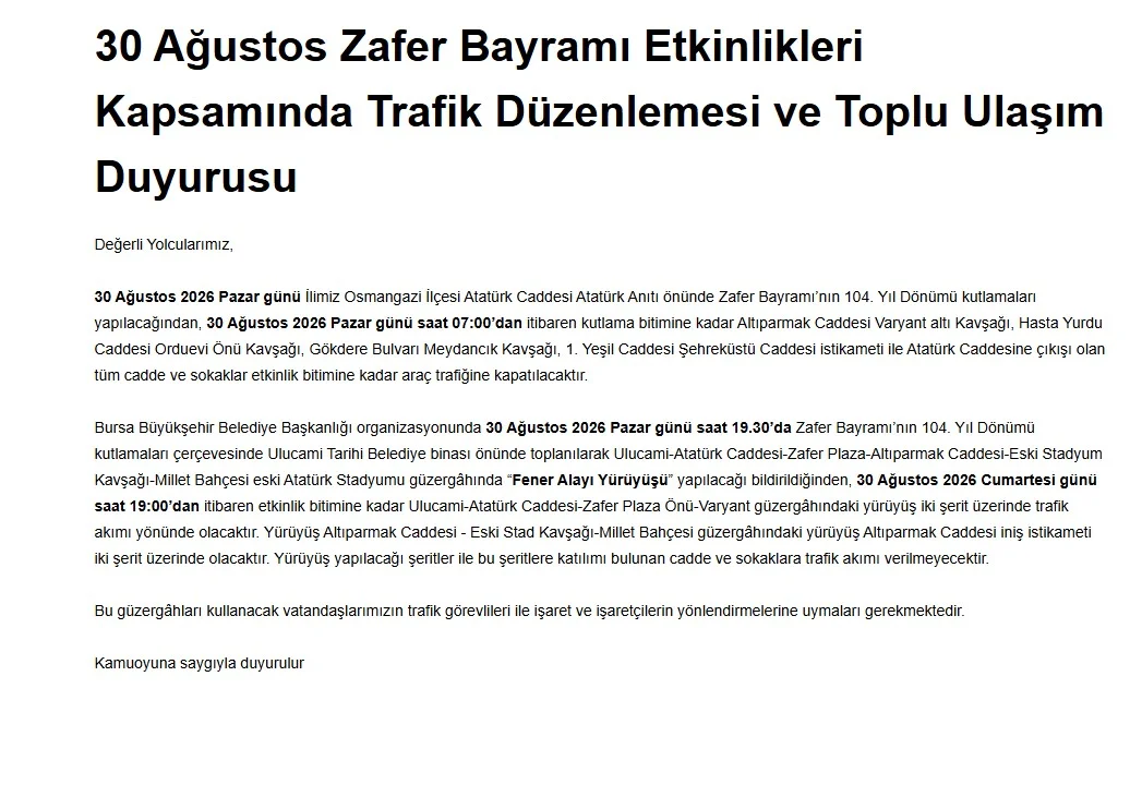 Bursa'ya gidecekler dikkat! Bu yollar trafiğe kapatılacak
