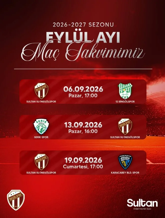 İnegölspor’un Eylül Ayı Maç Takvimi Belli Oldu İnegölspor’un Eylül Ayı Maç Takvimi Belli Oldu