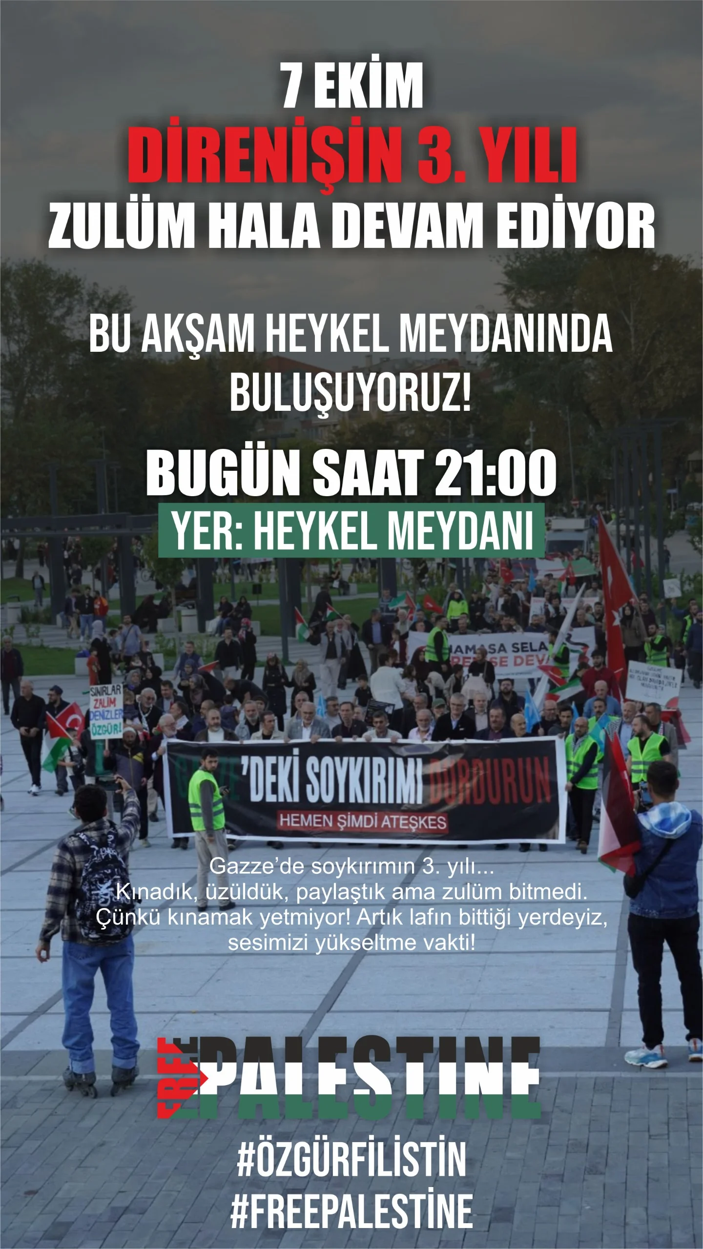 İnegöl’de Filistin için çağrı: Bu akşam Heykel’de buluşacaklar