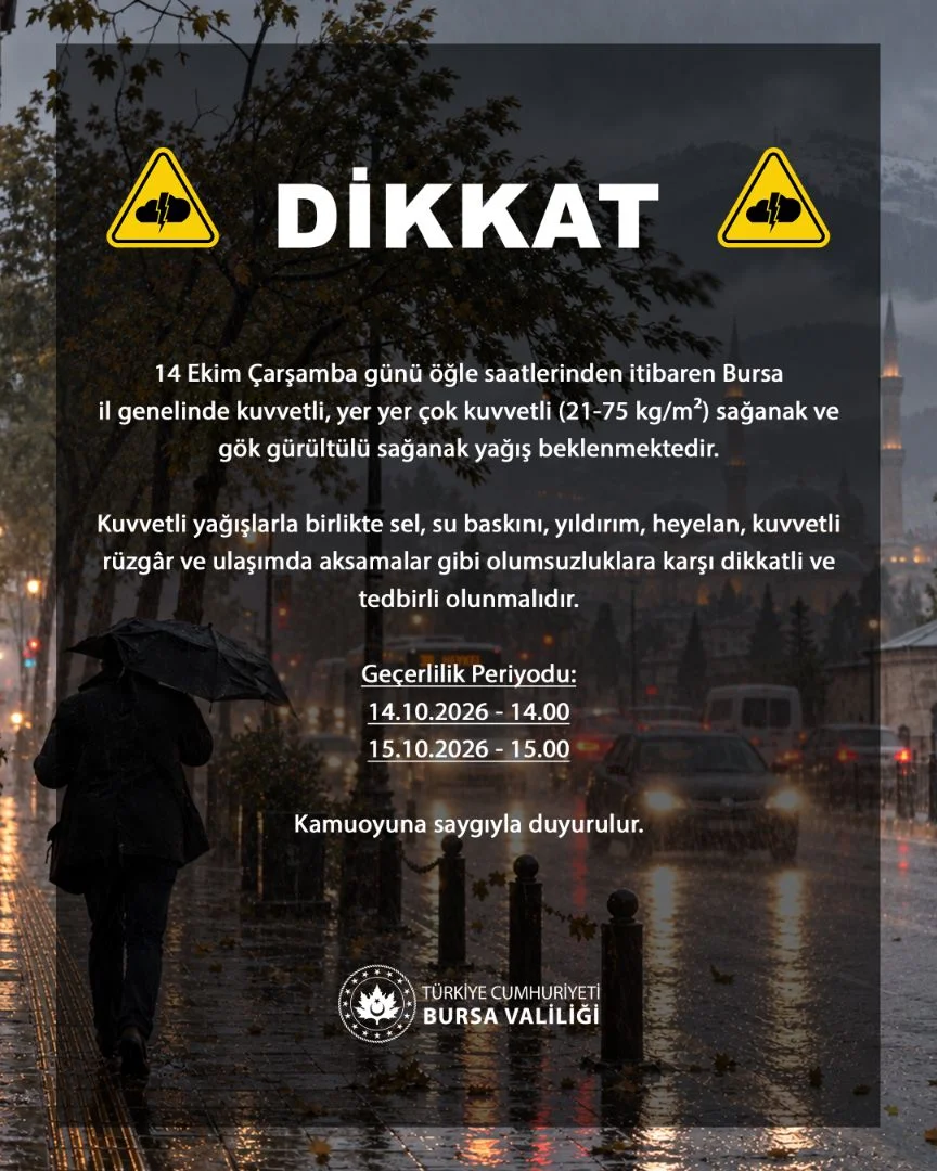 İnegöl için kritik uyarı! Çok kuvvetli sağanak geliyor