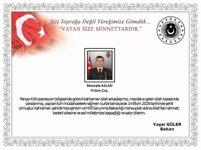 Pençe-Kilit bölgesinden acı haber! Mustafa Aslan şehit oldu