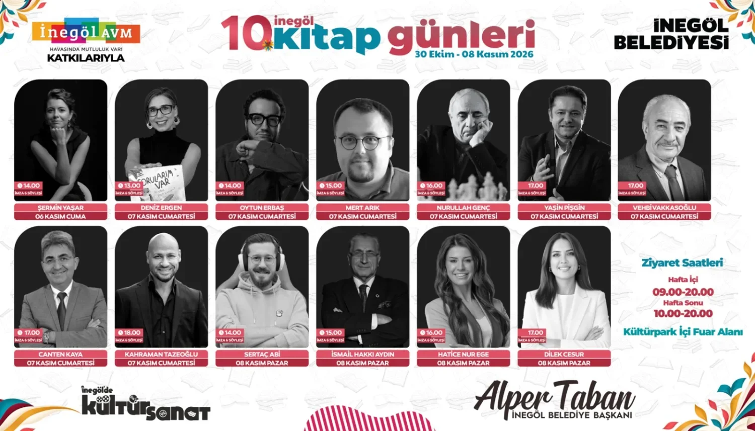 İnegöl'e Ünlü Yazarlar Geliyor! İşte İsim İsim Tam Liste
