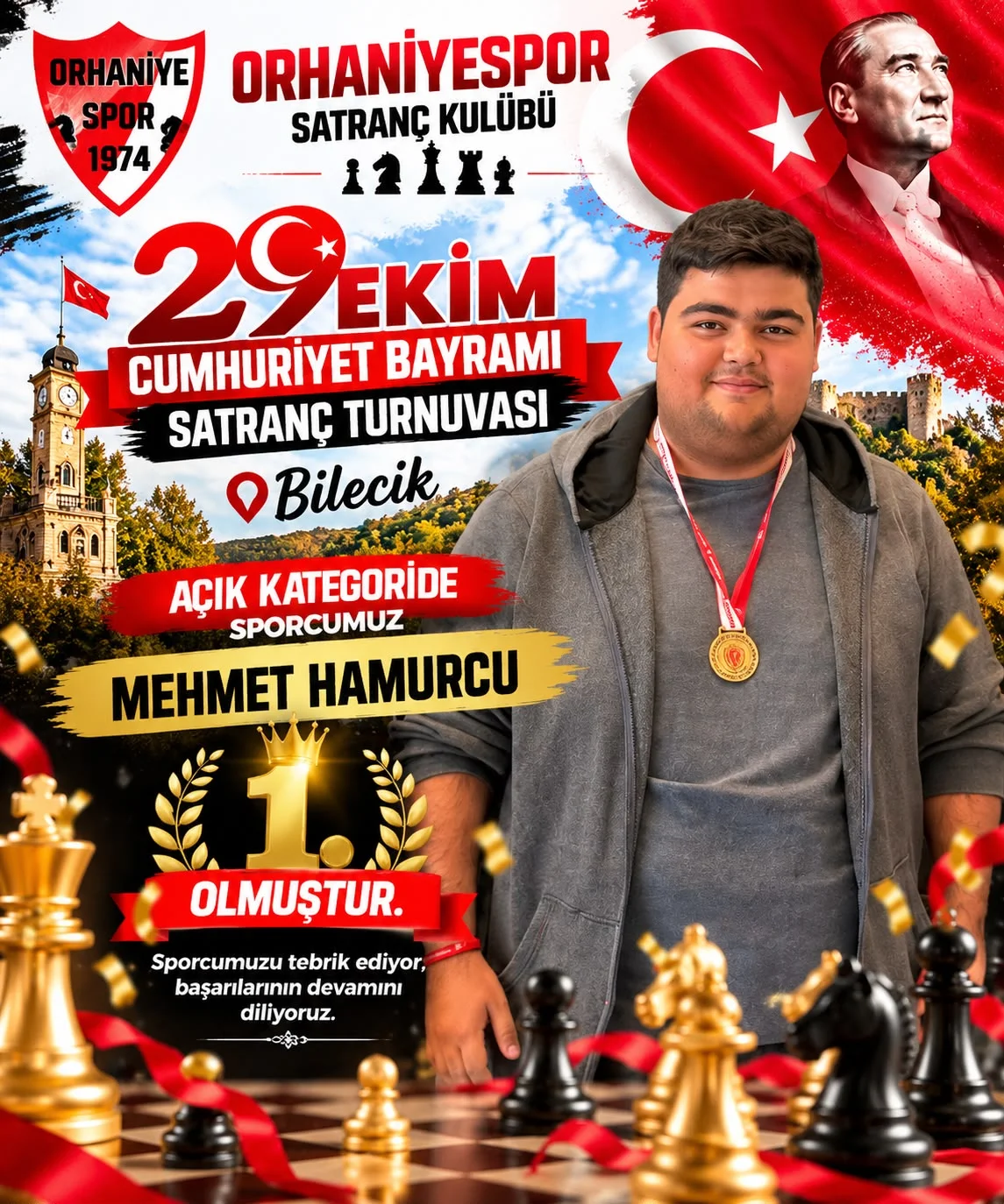 İnegöl'ün Gururu Oldu! Satranç Turnuvasında Birinci