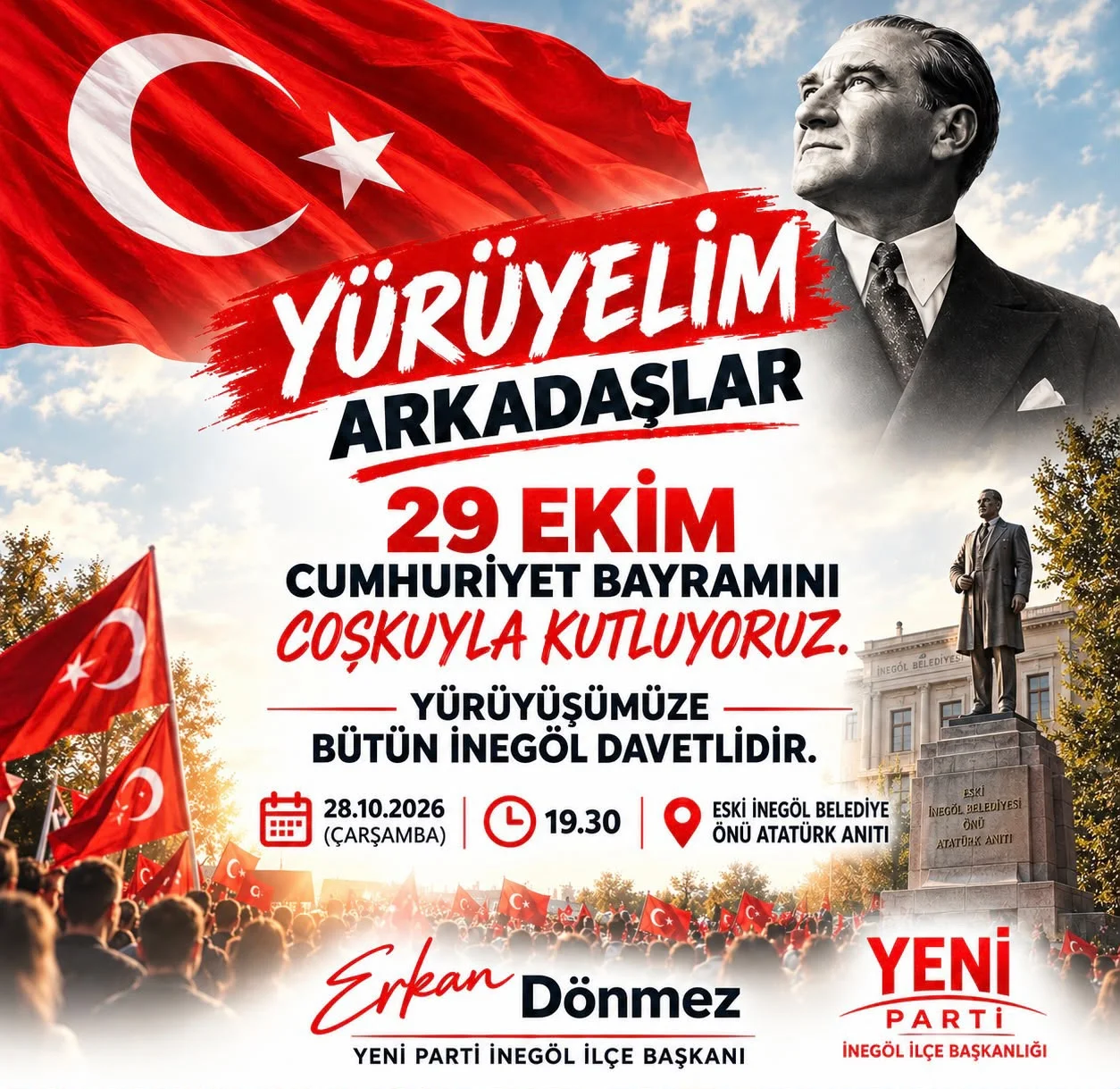 Yeni Parti İnegöl’den Cumhuriyet Bayramı Yürüyüşü